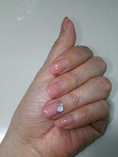 大人ネイル ピンクラメ